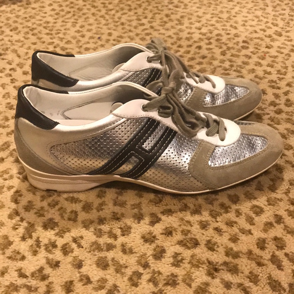 Hogan silver racer lace-up sneakers